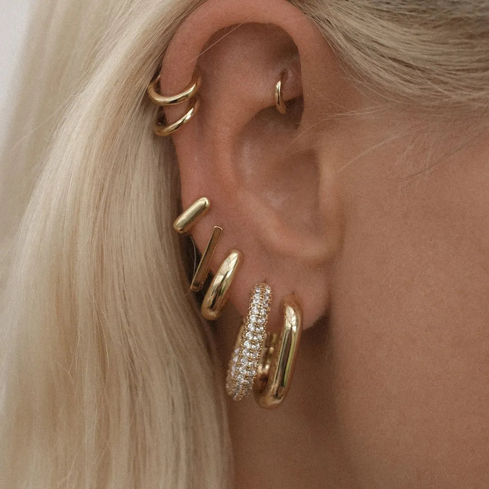 CZ Zircon Crystal Geometry Hoop Earrings
