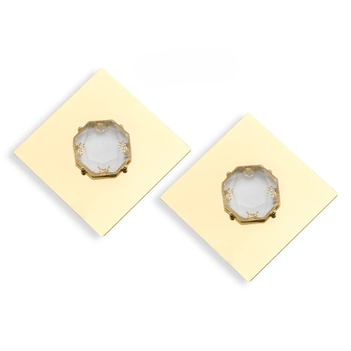Izara CZ Color Gemstone Square Metal Drop Earrings