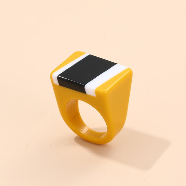 Safina Colorful Stripe Acrylic Resin Rings - 11 Colors