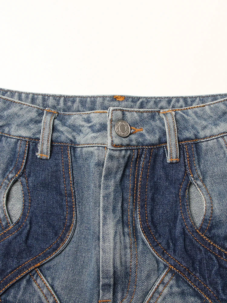 Lumia Colorblock Wave Cut Out Denim Trouser