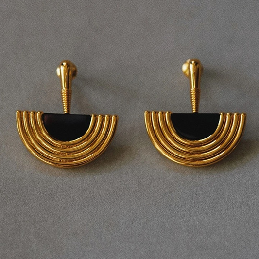 Ismini Gold Fan Geometry Choker Necklace & Earrings