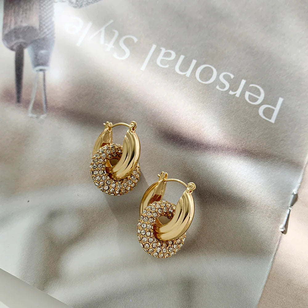 CZ Zircon Crystal Geometry Hoop Earrings