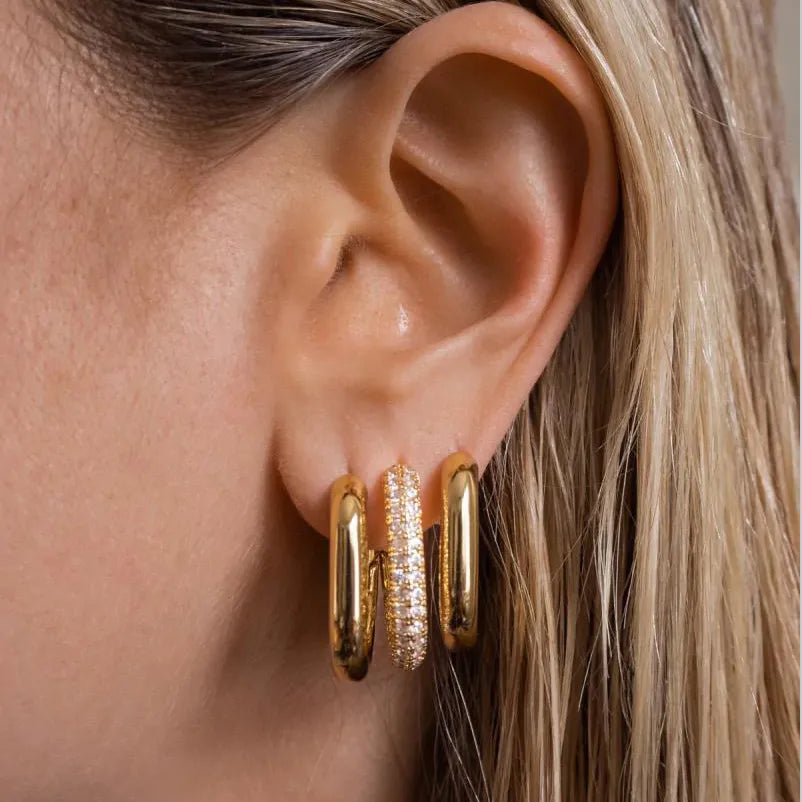 CZ Zircon Crystal Geometry Hoop Earrings