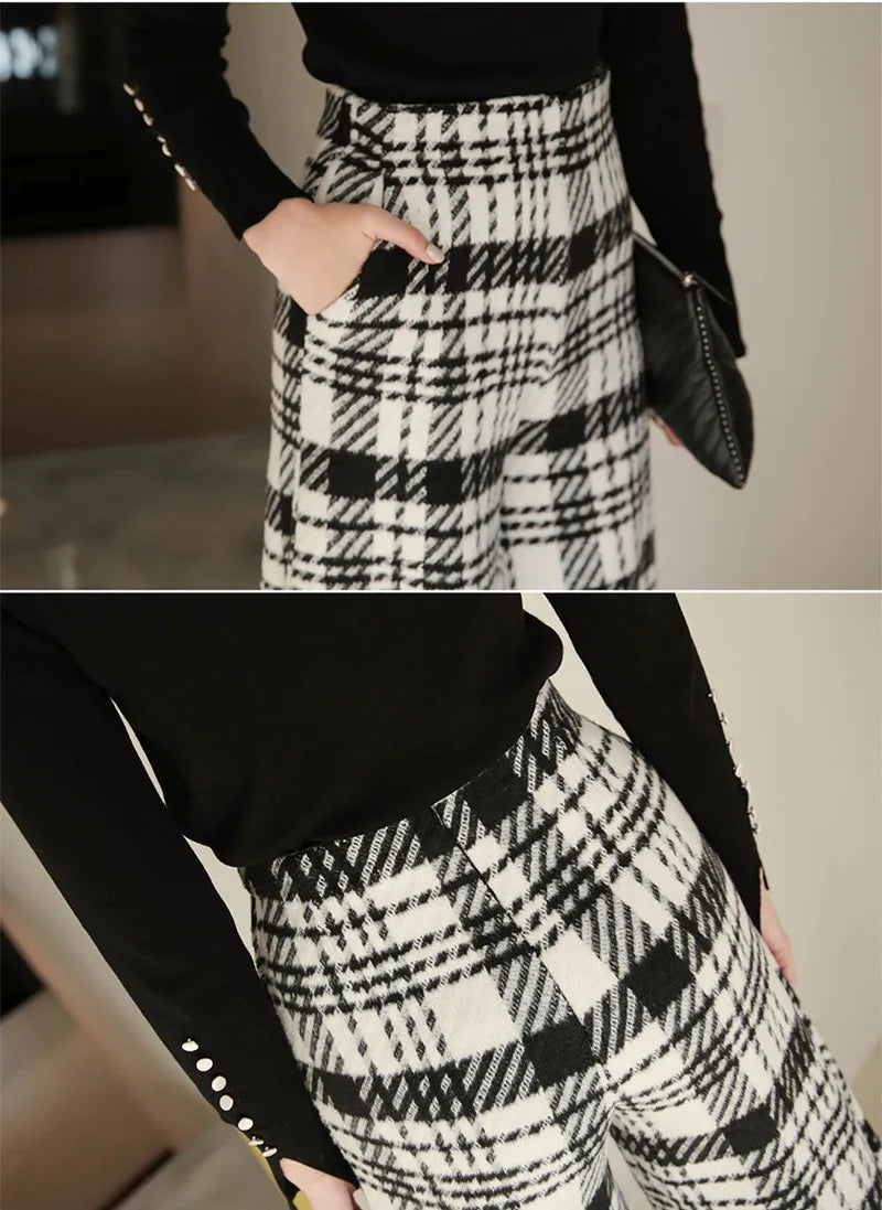 Uiara Flare Cropped Plaid Pants