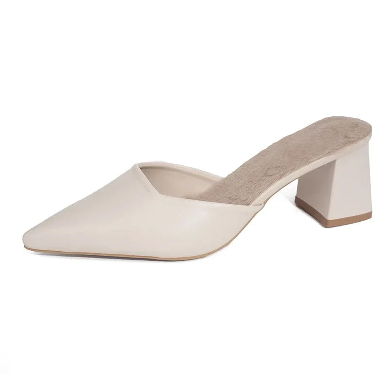 Pointed Toe Winter Plush Warm Closed Toe Comfortable Slippers Low Heel Pumps