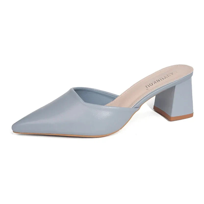 Pointed Toe Winter Plush Warm Closed Toe Comfortable Slippers Low Heel Pumps