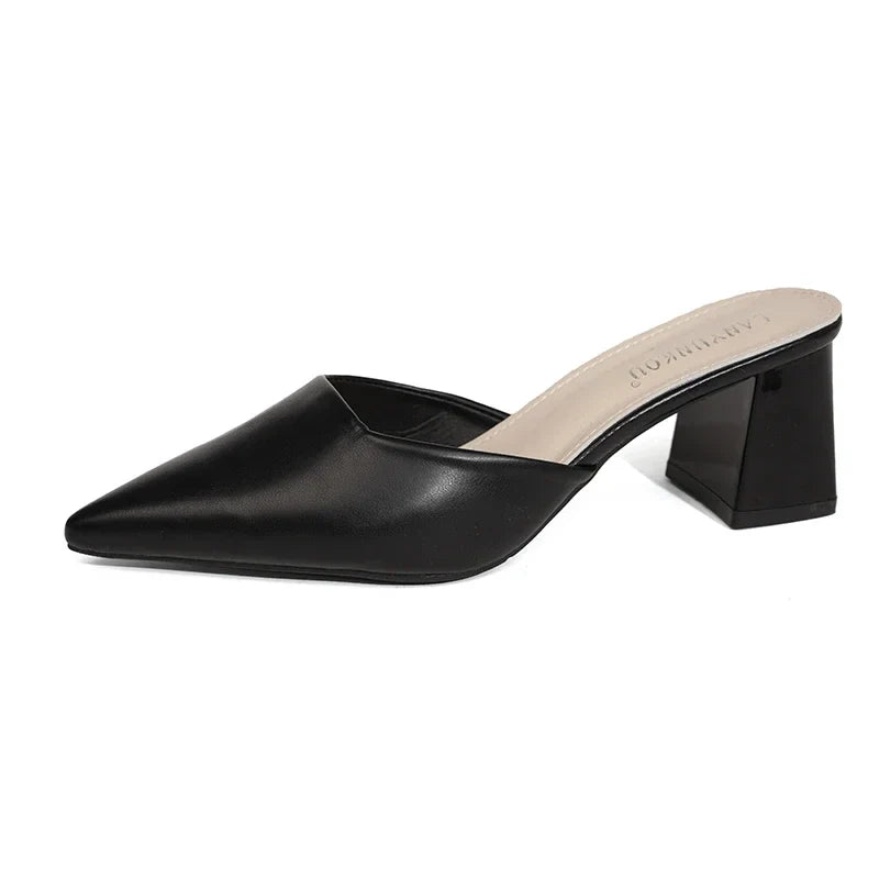 Pointed Toe Winter Plush Warm Closed Toe Comfortable Slippers Low Heel Pumps