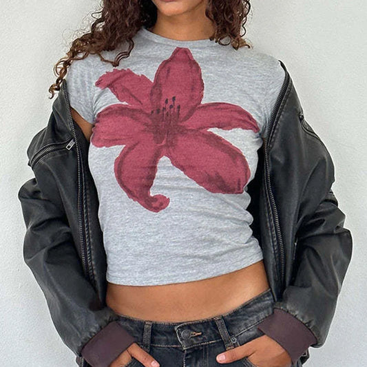 Floral Print Slim Fit Crop Top