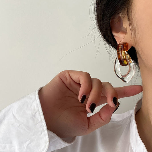 Sia Colorful Clear Resin Acrylic Water Drop Earrings  - 6 Colors