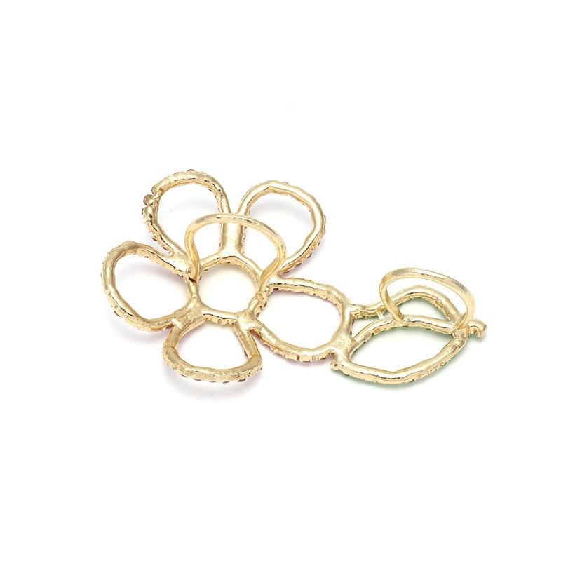 Sien Big Colorful Rhinestone Flower Double Finger Ring