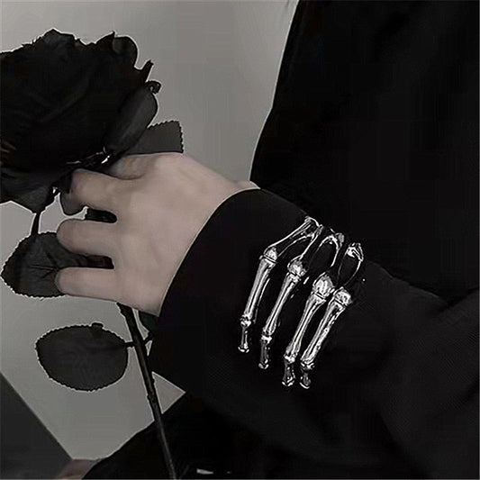 Silver Skull Hand Cuff Bracelet - 3 Colors