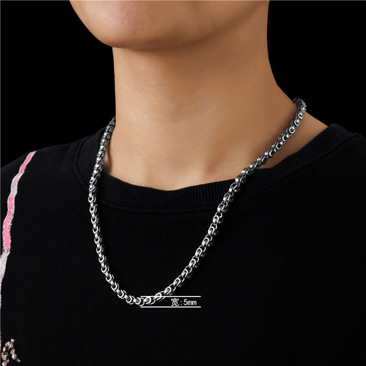 Simple Dark Steel Chain Necklace