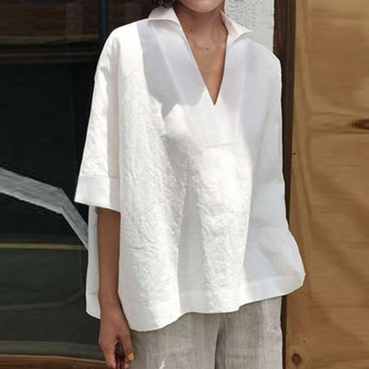 Sita Linen Blend V-Neck Blouse - 7 Colors