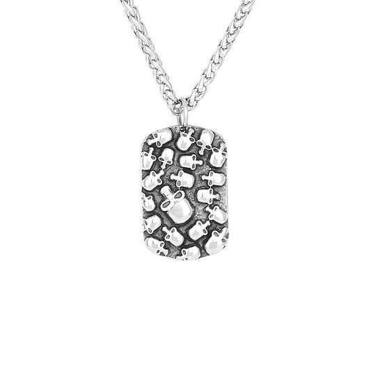Skull Square Soldier's Tag Necklace