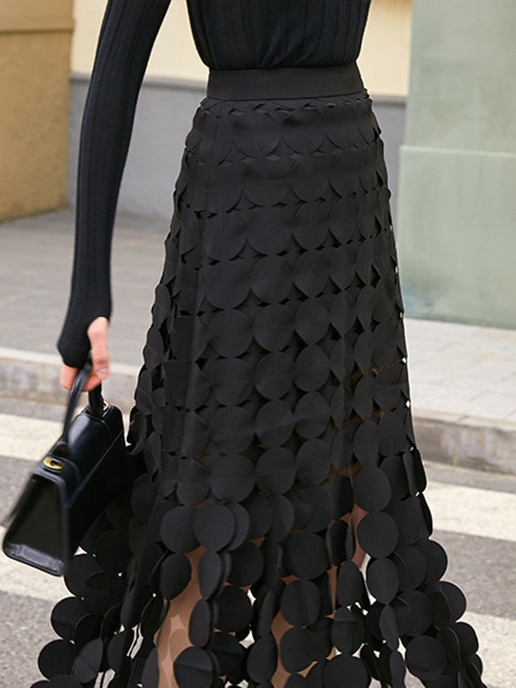 Sonya Midi Skirt with Circle Tassels
