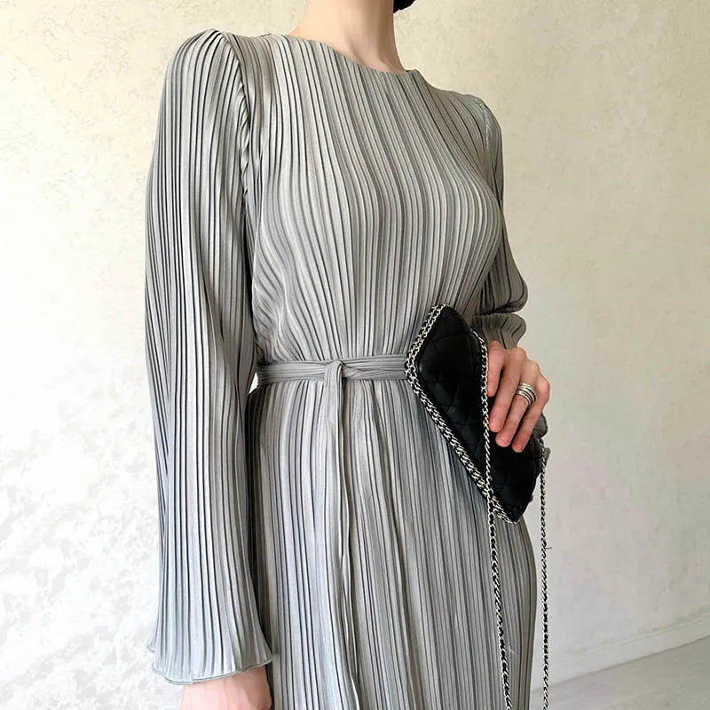 Spring O-neck Party Maxi Flare Femme Bodycon Dress
