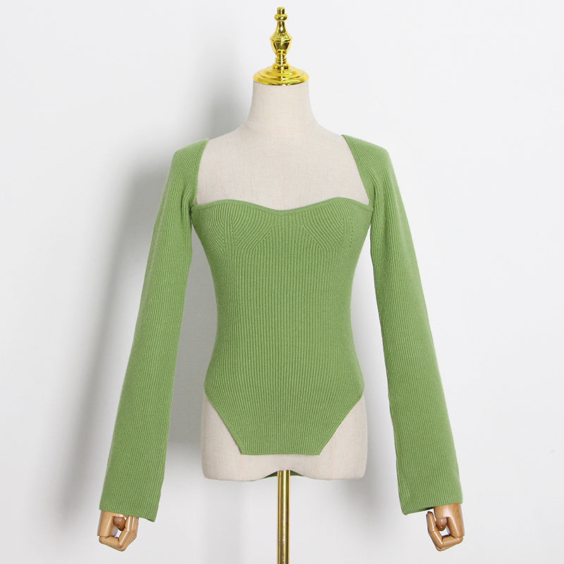 Tina Square Neckline Knit Tops - 10 Colors