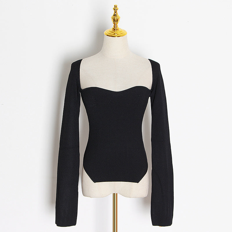 Tina Square Neckline Knit Tops - 10 Colors