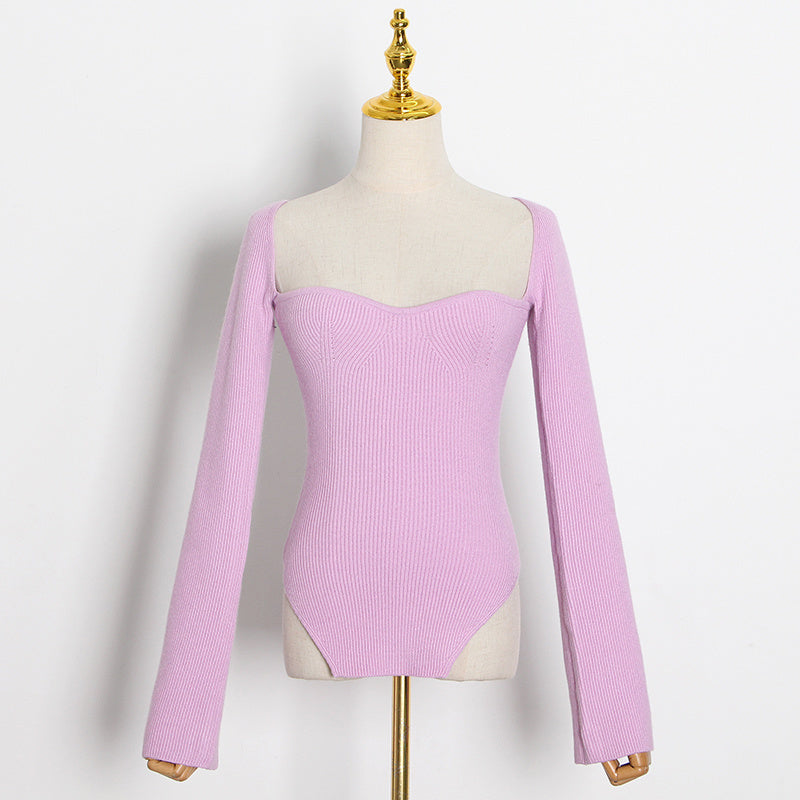 Tina Square Neckline Knit Tops - 10 Colors