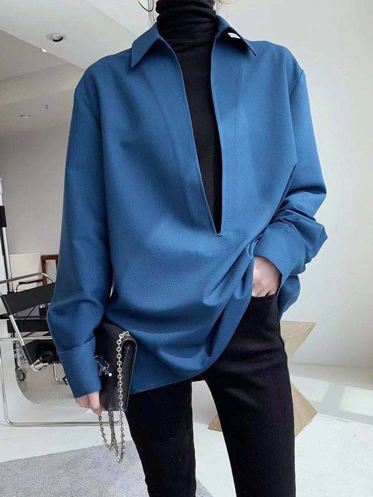 Tori Deep Front Cut Tunic Blouse - 3 Colors