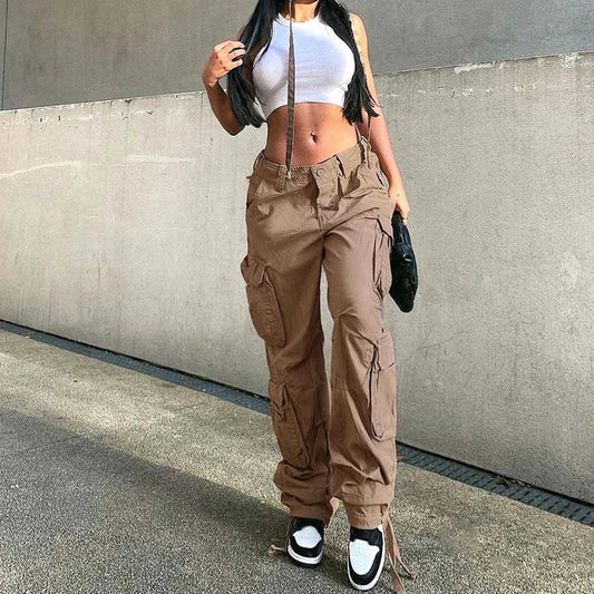 Hip Hop Mom Street Wide Leg Y2K Multiple Pockets Jeans