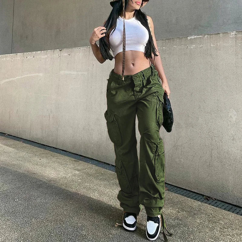 Hip Hop Mom Street Wide Leg Y2K Multiple Pockets Jeans