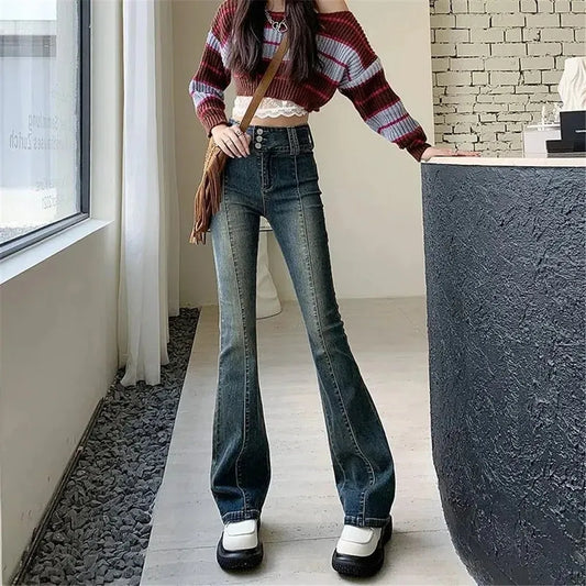 Streetwear Fashion Harajuku Casual Stretch Trousers Denim Pants
