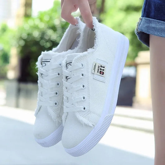 Spring Autumn Outdoor Walking Canvas Shoes Fall New Small White Jogging Sneakers Girls Student Sports Flat Trainers
