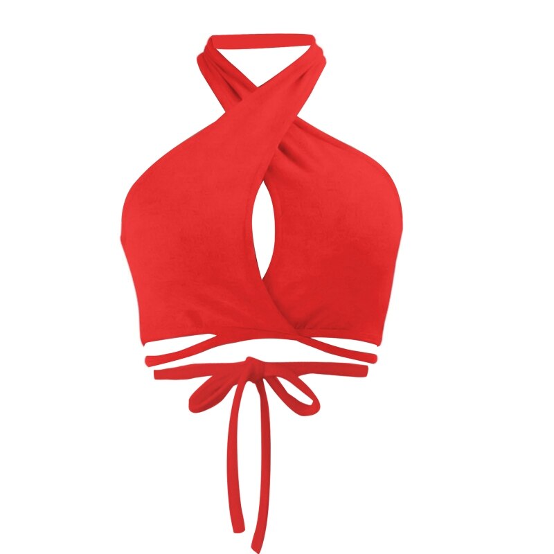 Neck Hollow Out Camisole Tie Backless Bandage Cropped Bustier Vest