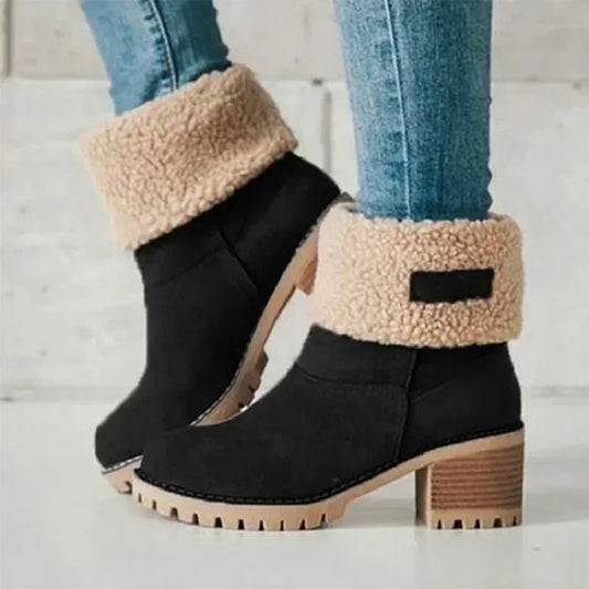 Winter Fur Warm Snow Boots Ladies Warm Wool Booties Ankle Boot Comfortable Shoes Plus Size Casual Mid Boots