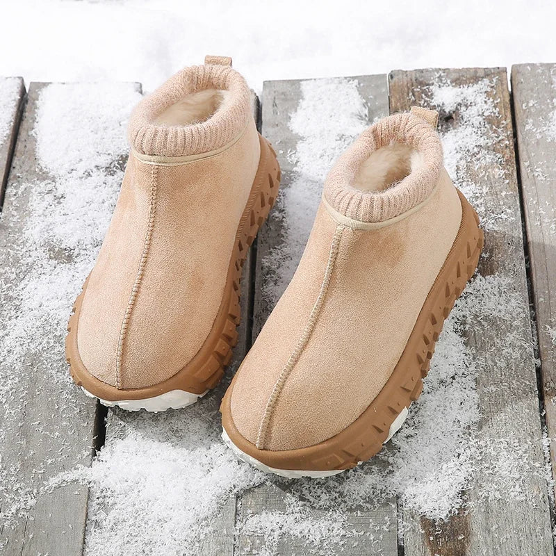 Women's Knitted Cuffed Snow Boots New Winter Cold-proof and Warm Fur Boots Non-slip Thick-soled Ladies Cotton Shoes Zapatos