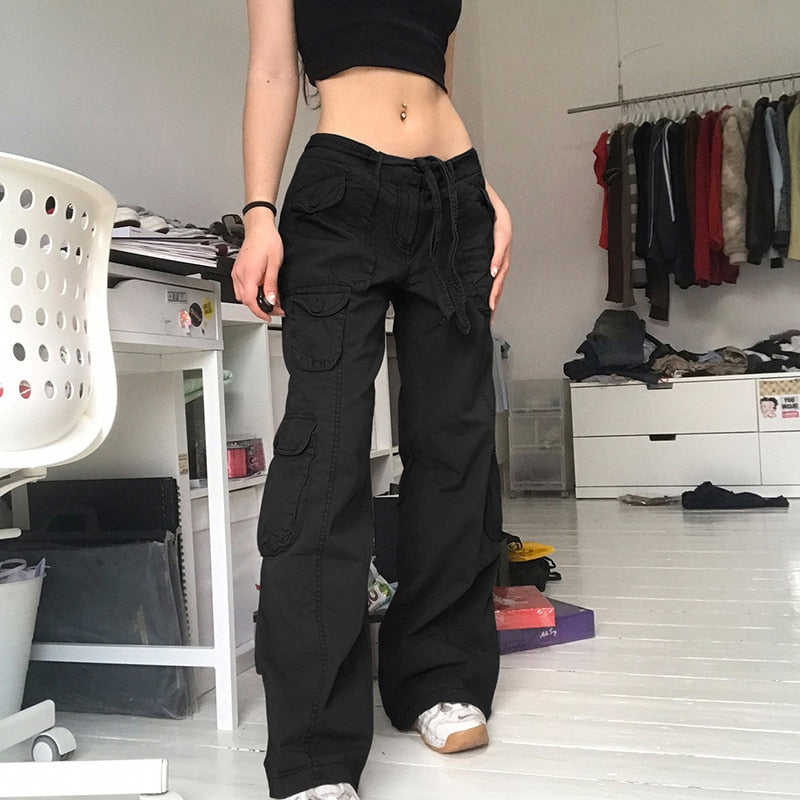 Y2K Jeans Low Rise Trousers Blue Vintage Gothic Print Baggy Casual Wide Leg Denim Aesthetic