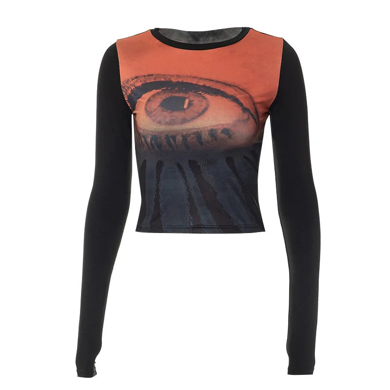 Vintage Punk Goth Grunge Print Crop Top