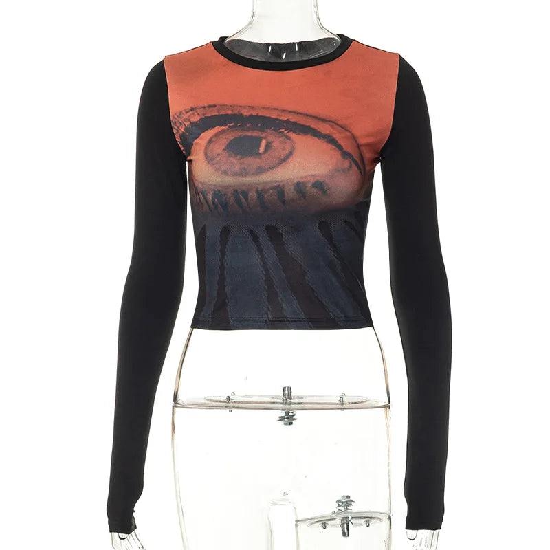 Vintage Punk Goth Grunge Print Crop Top