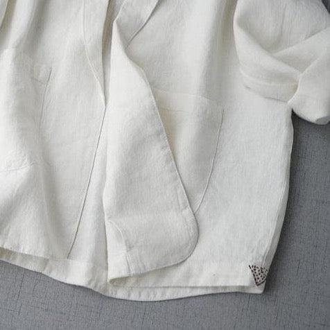 Yuko Causal Cotton Linen Oversized Blazer - 2 Colors
