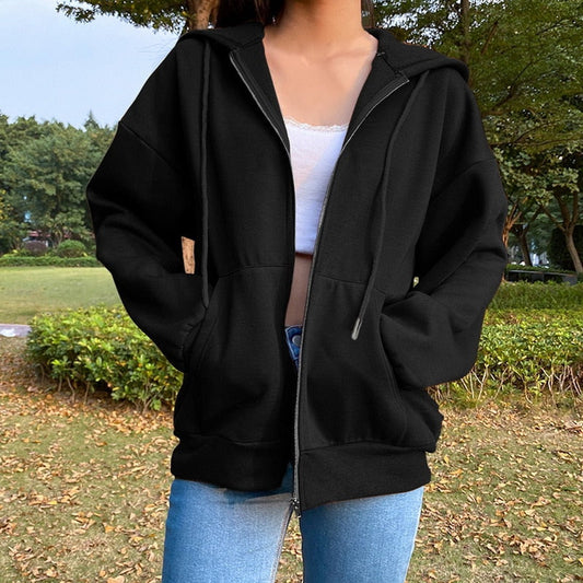 Solid Color Simple Zip-Up Coats