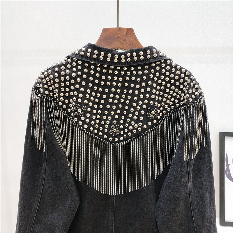Zofia Rivets and Tassels Denim Jacket - 2 Colors