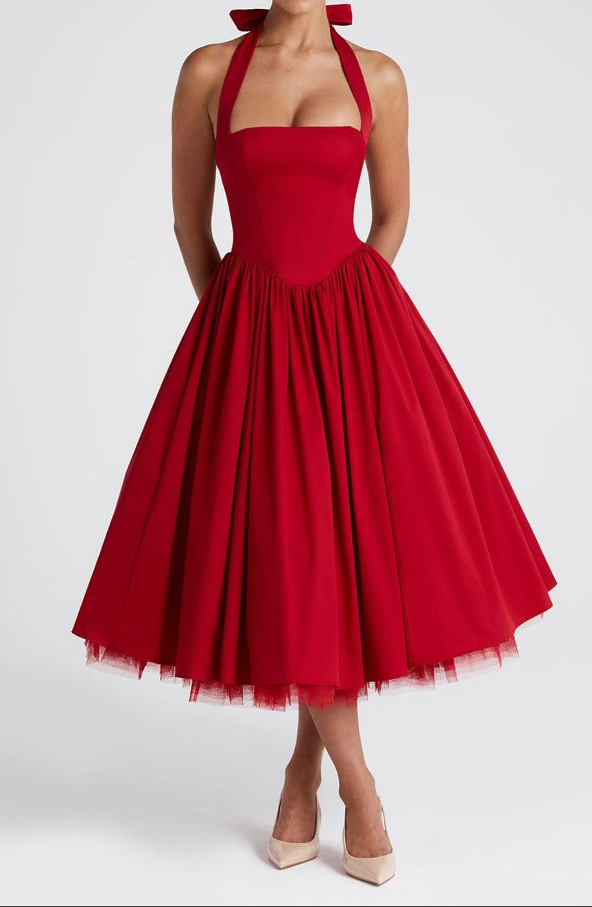 Triana Midi Dress - Red