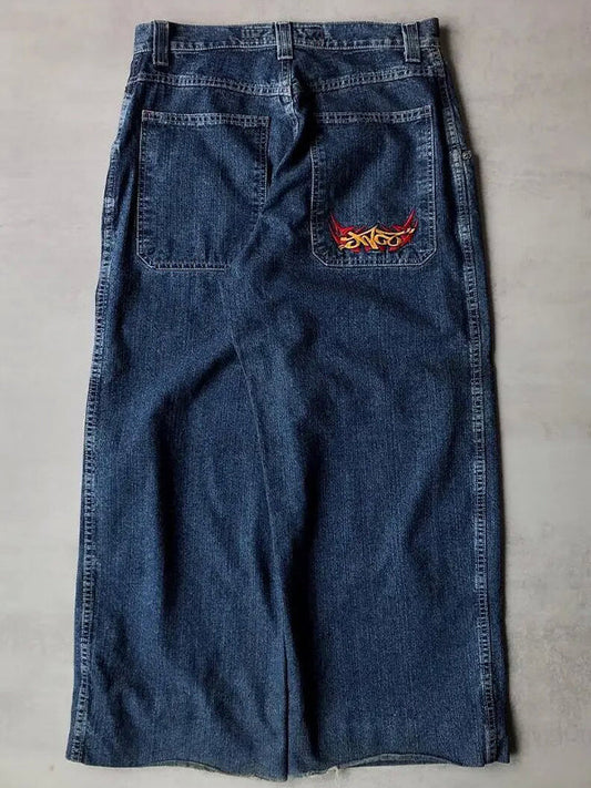 Blue American Retro Hiphop Boyfriend Jeans