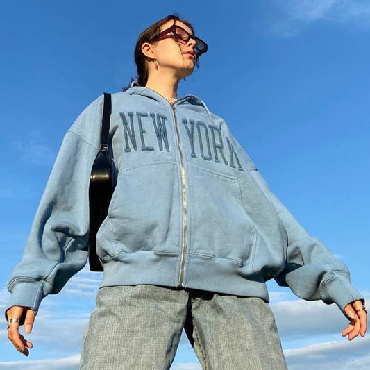Vintage Embroid High Quality Zip Up Hoodies