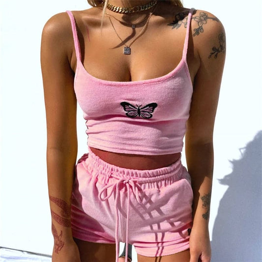 Butterfly Print Fashion Two Pieces Sets