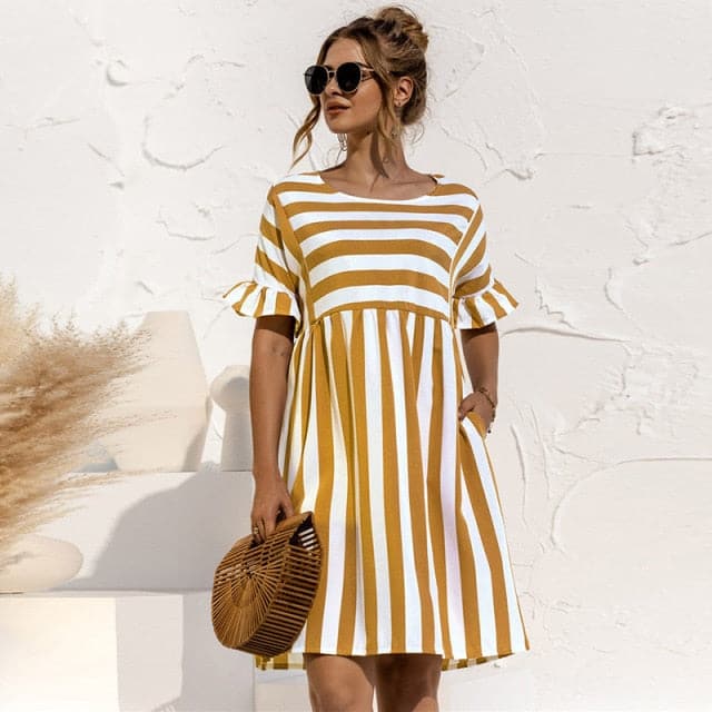 Summer Dress Cute Loose Print Sleeves Dresses