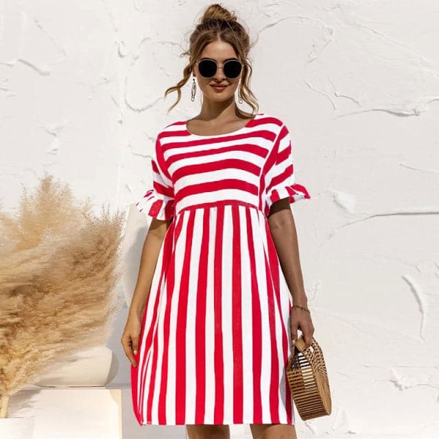 Summer Dress Cute Loose Print Sleeves Dresses