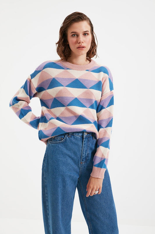 Womens Jacquard Knitwear Sweater