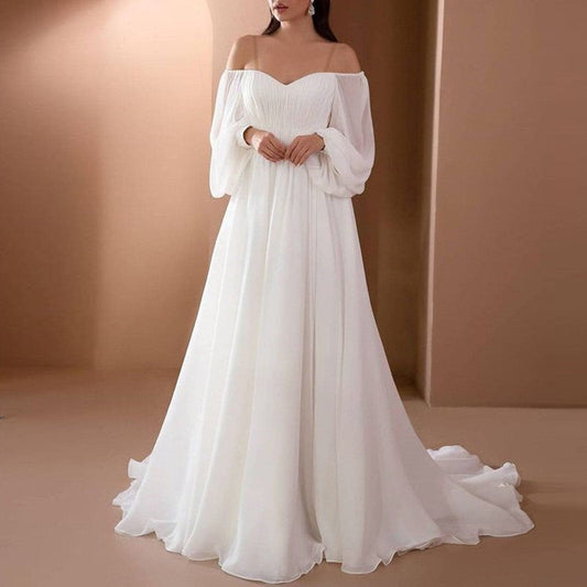 Womens New Arrival One-line Neck Dress