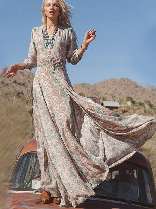 V-Neck Chiffon Sexy Maxi Dress